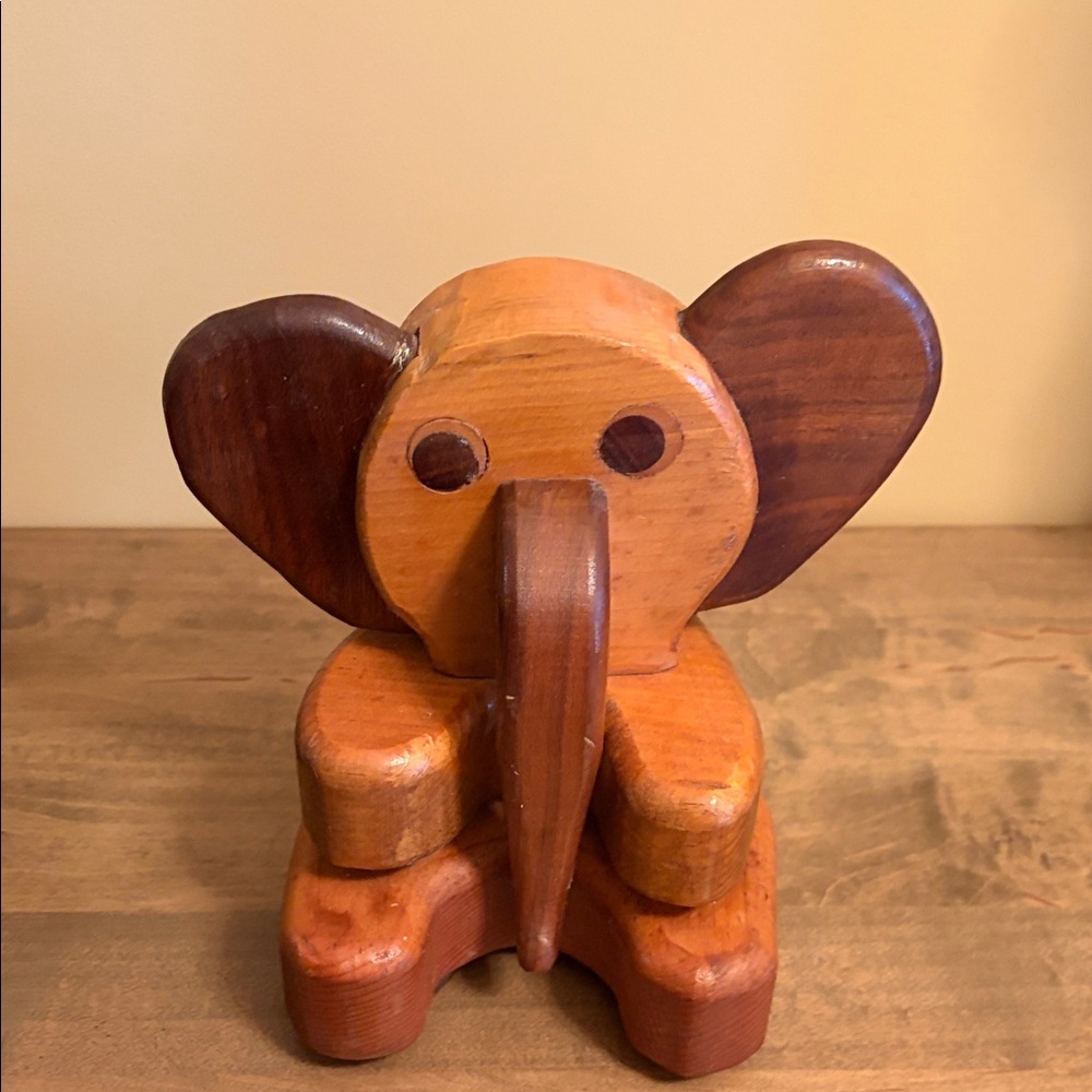 Handcrafted Wooden Elephant Figurine -  by craftsman Harlan Taige